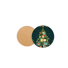 Starlit Christmas Tree Ceramic Round Coaster