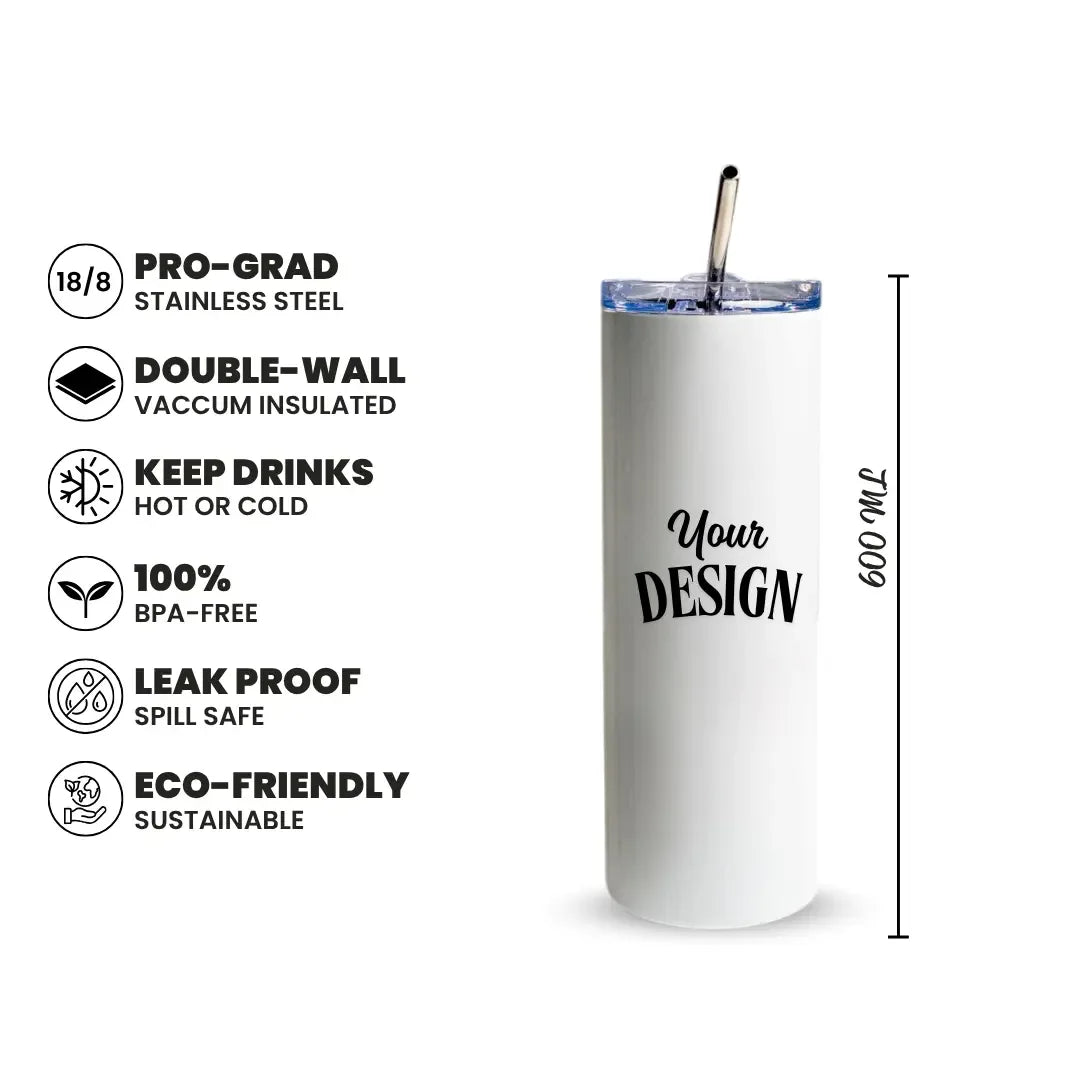 Custom 600ml Tumbler with Straw Fann Bliss