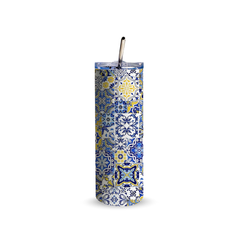 Blue Mosaic 600ml Tumbler with Straw
