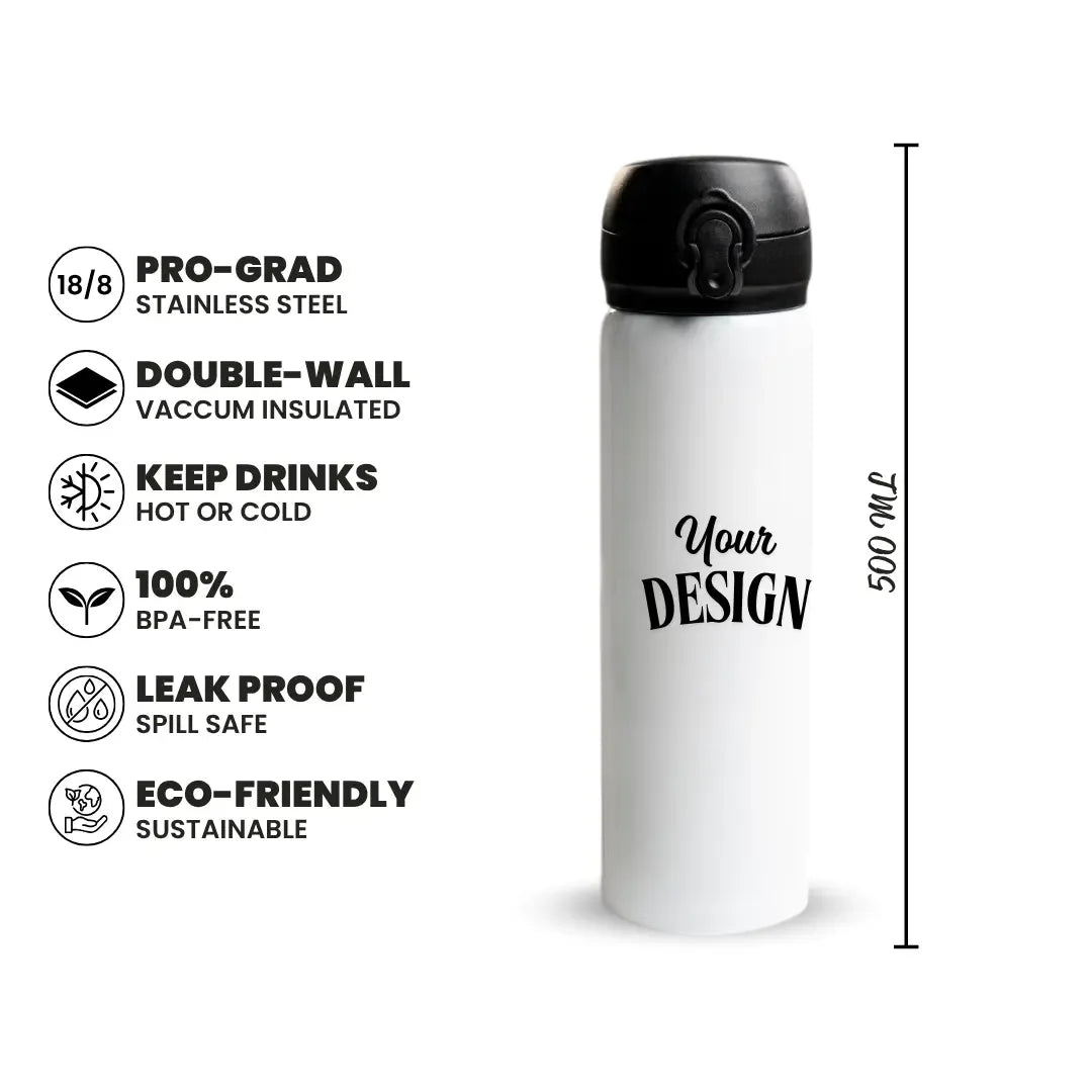 Custom 500ml Stainless Steel Water Bottle with Pop Lid Fann Bliss