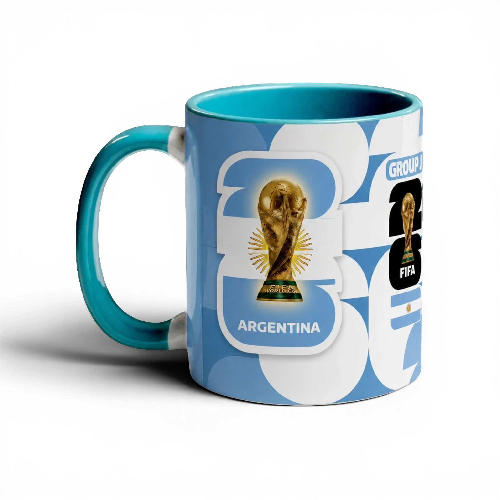 Shop the Argentina World Cup Mug – 320ml by Fann Bliss. A glossy full-wrap ceramic mug with a bold Argentina football fan design, perfect for match days and gifts.