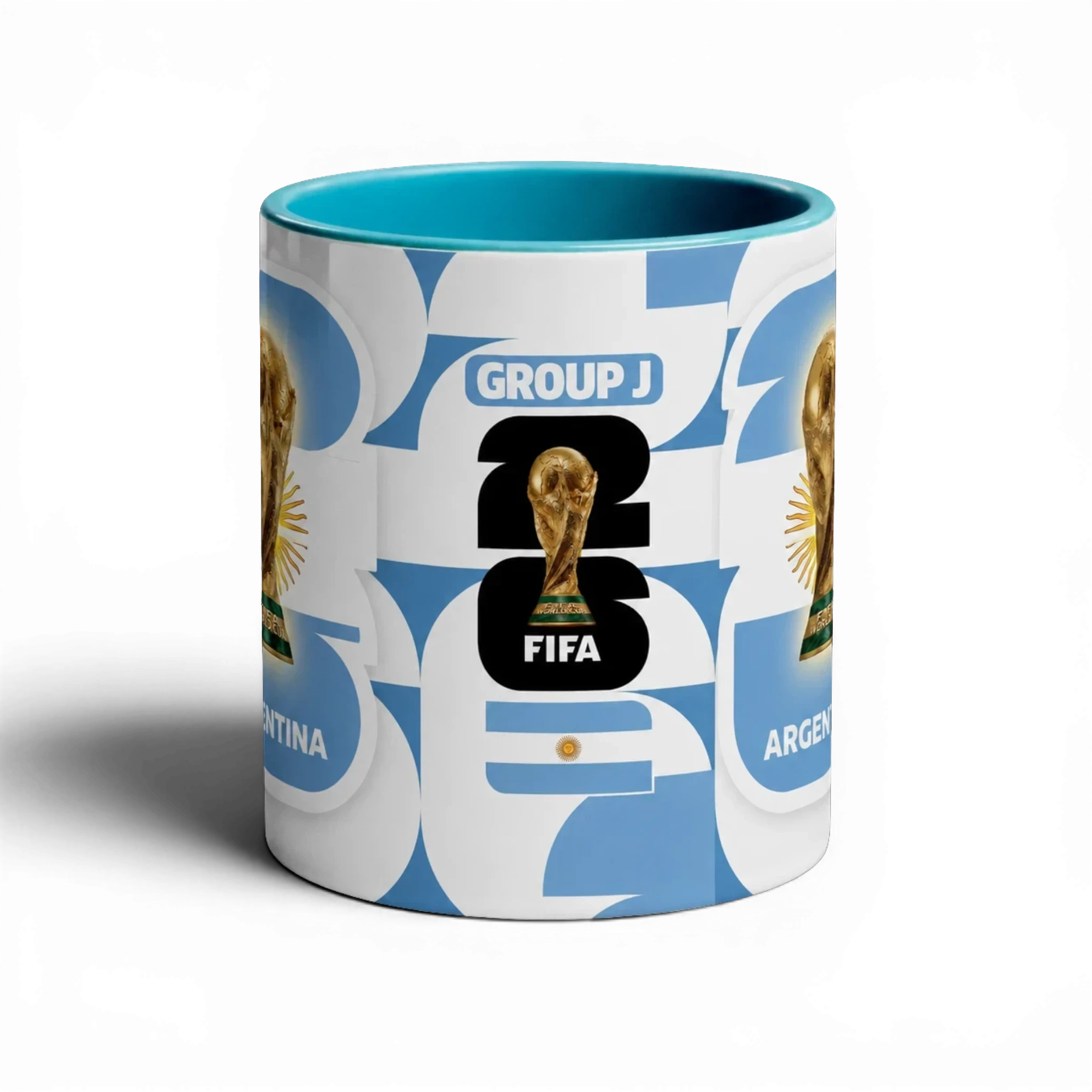 Shop the Argentina World Cup Mug – 320ml by Fann Bliss. A glossy full-wrap ceramic mug with a bold Argentina football fan design, perfect for match days and gifts.