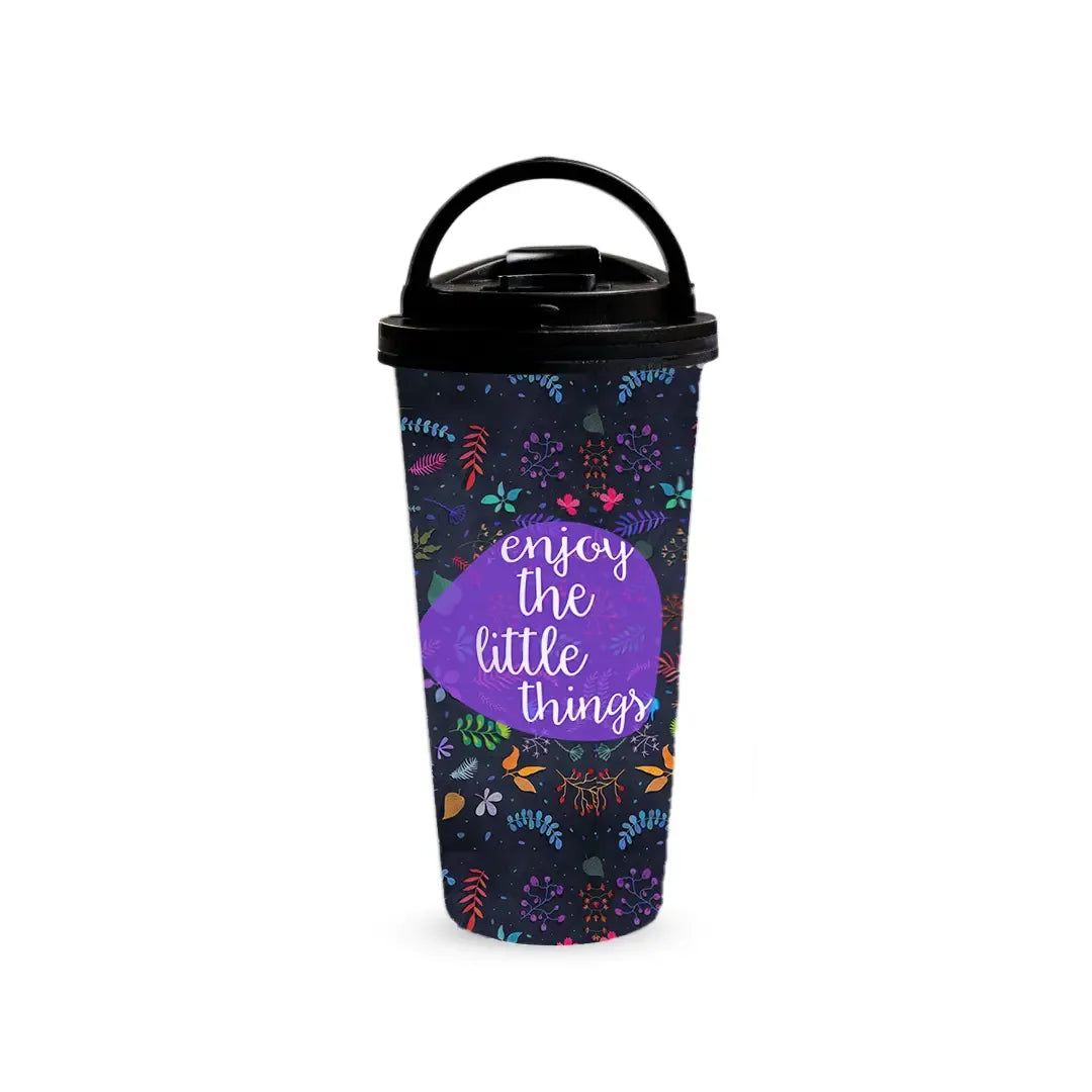 Dark Flourish 480ml Tumbler with Handle Lid Fann Bliss