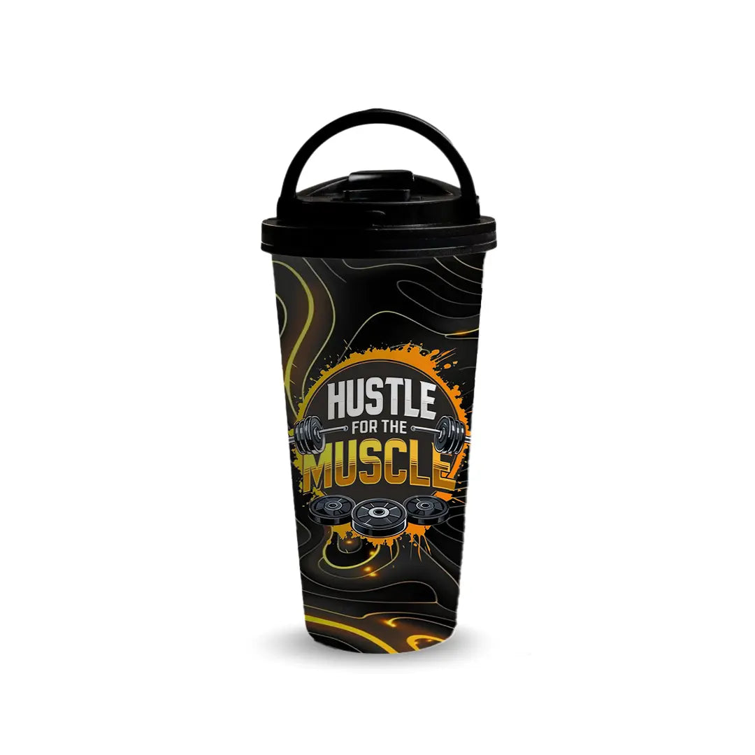 Hustle for the Muscle 480ml Tumbler with Handle Lid Fann Bliss