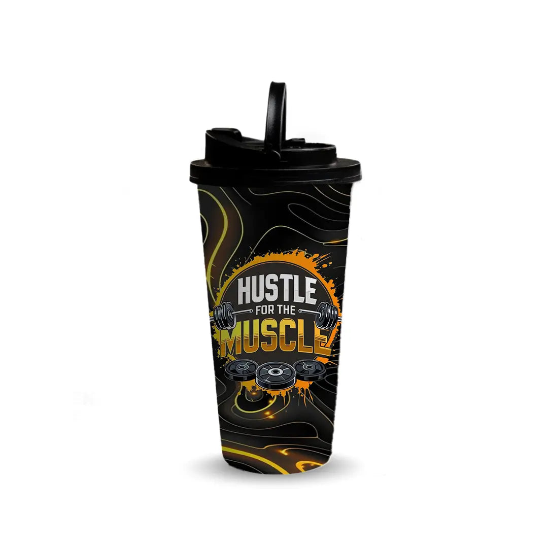 Hustle for the Muscle 480ml Tumbler with Handle Lid Fann Bliss
