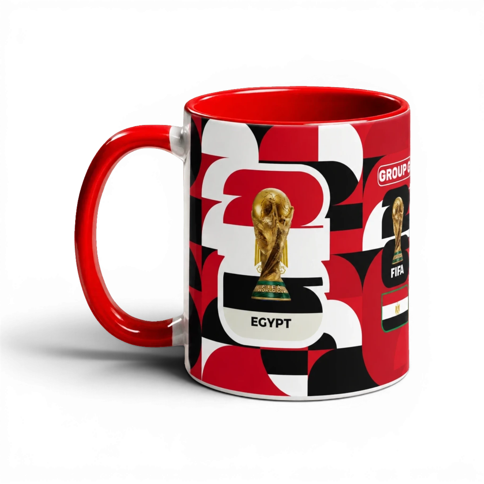 Shop the Egypt World Cup Mug – 320ml by Fann Bliss. A glossy full-wrap ceramic mug with a bold Egypt football fan design, perfect for match days and gifts.