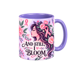 And Still I Bloom Pinktober Mug – Light Purple, 320ml, right handle view