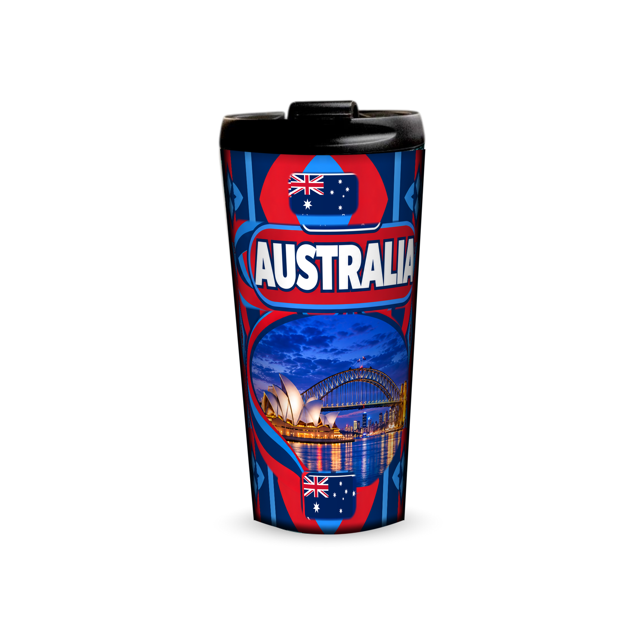 Australia 480ml tumbler front view with country design