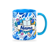 Blue Pencil Blueprint Teacher Mug – 320ml — right view on a transparent background