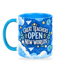 Blue Sky Explorer Teacher Mug – 320ml — left view on a transparent background