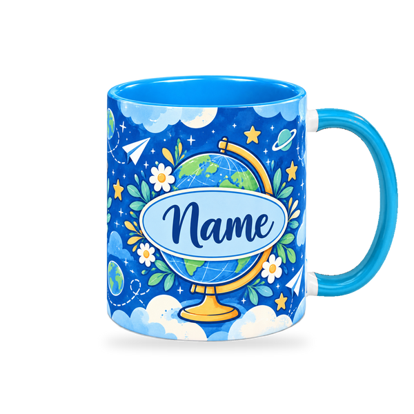 Blue Sky Explorer Teacher Mug – 320ml, right view on a transparent background