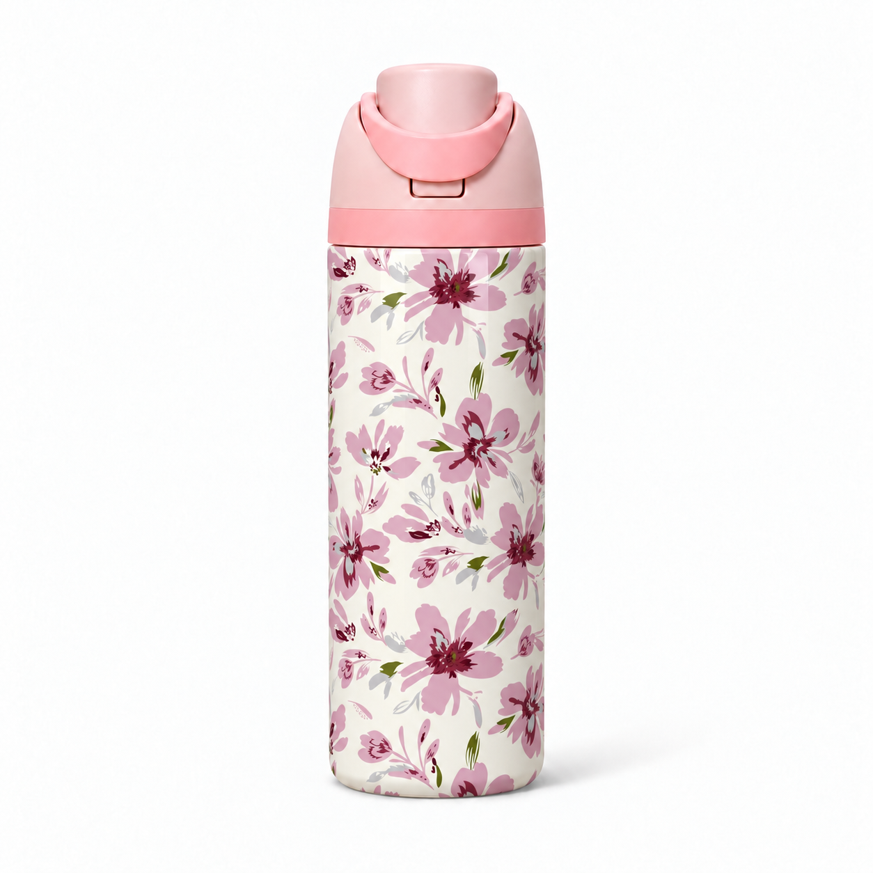 Blush Bloom Free Sip Bottle 720ML with Pink-Pink lid - full wrap bottle