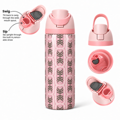 Blush Botanica Free Sip Bottle 720ML with Pink-Pink lid - sip and swig lid details
