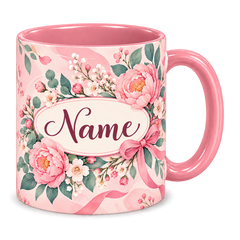 Blush Rose Gratitude Teacher Mug, pink – handle on the right, Name