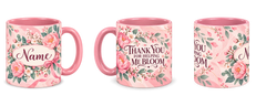 Blush Rose Gratitude Teacher Mug, pink – right, left and centre views side by side