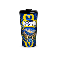 Bosnia 480ml tumbler front view with country design