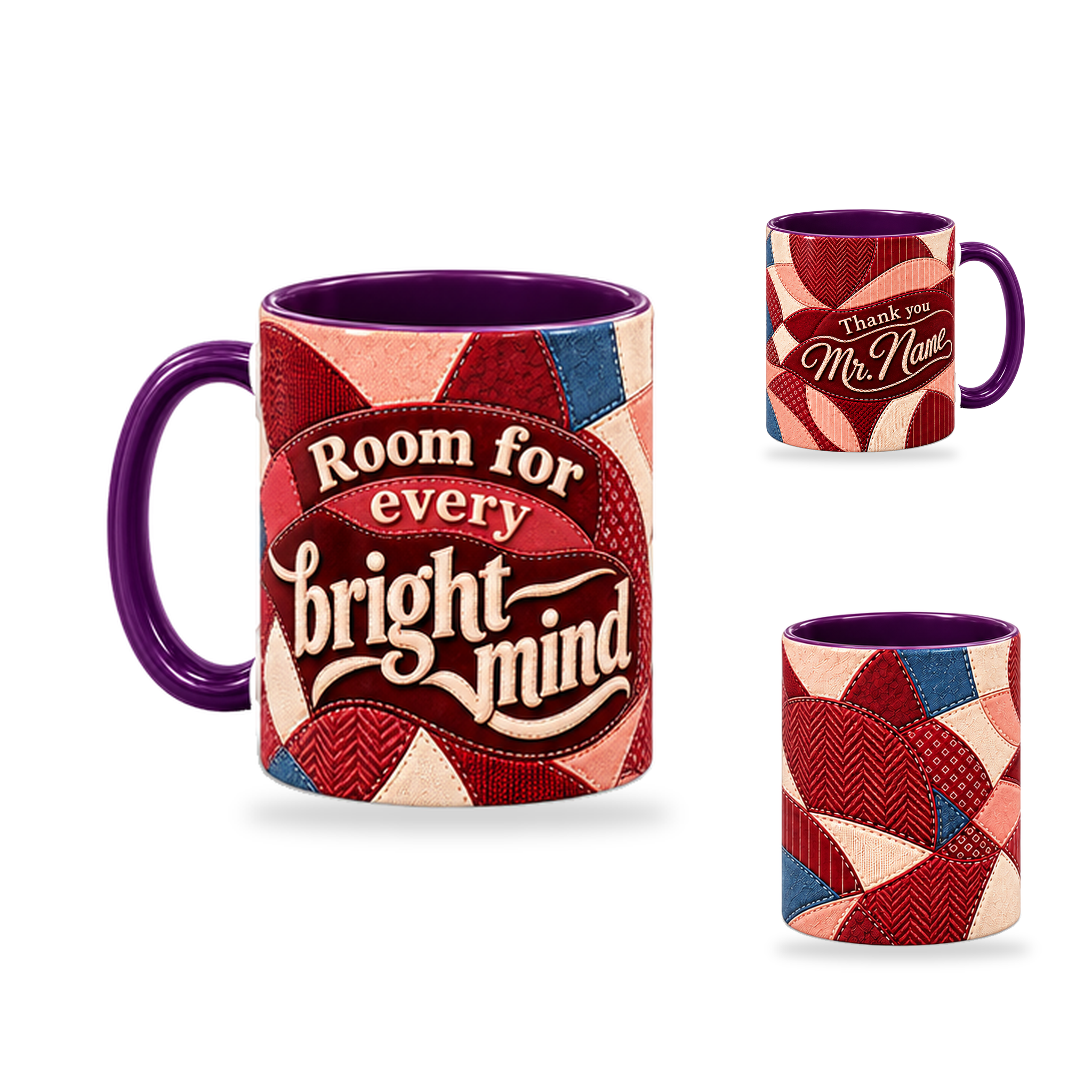Bright Minds Mug – 320ml, Purple ceramic mug, opposite-side of the Teacher’s Day artwork