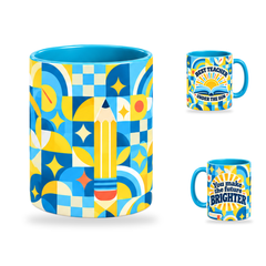 Brighter Future Mug – 320ml, Light Blue ceramic mug, centre-pattern of the Teacher’s Day artwork