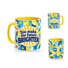 Brighter Future Mug – 320ml, Yellow ceramic mug, opposite-side of the Teacher’s Day artwork