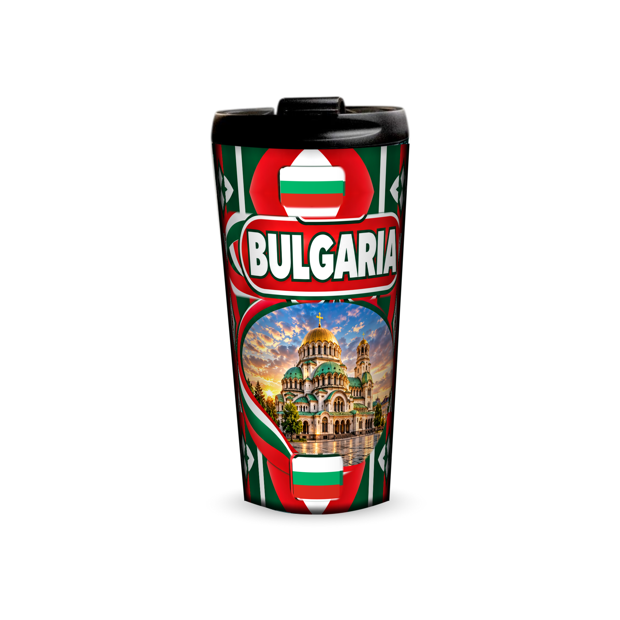 Bulgaria 480ml tumbler front view with country design