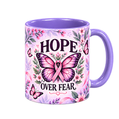 Butterfly Hope Pinktober Mug – Light Purple, 320ml, right handle view