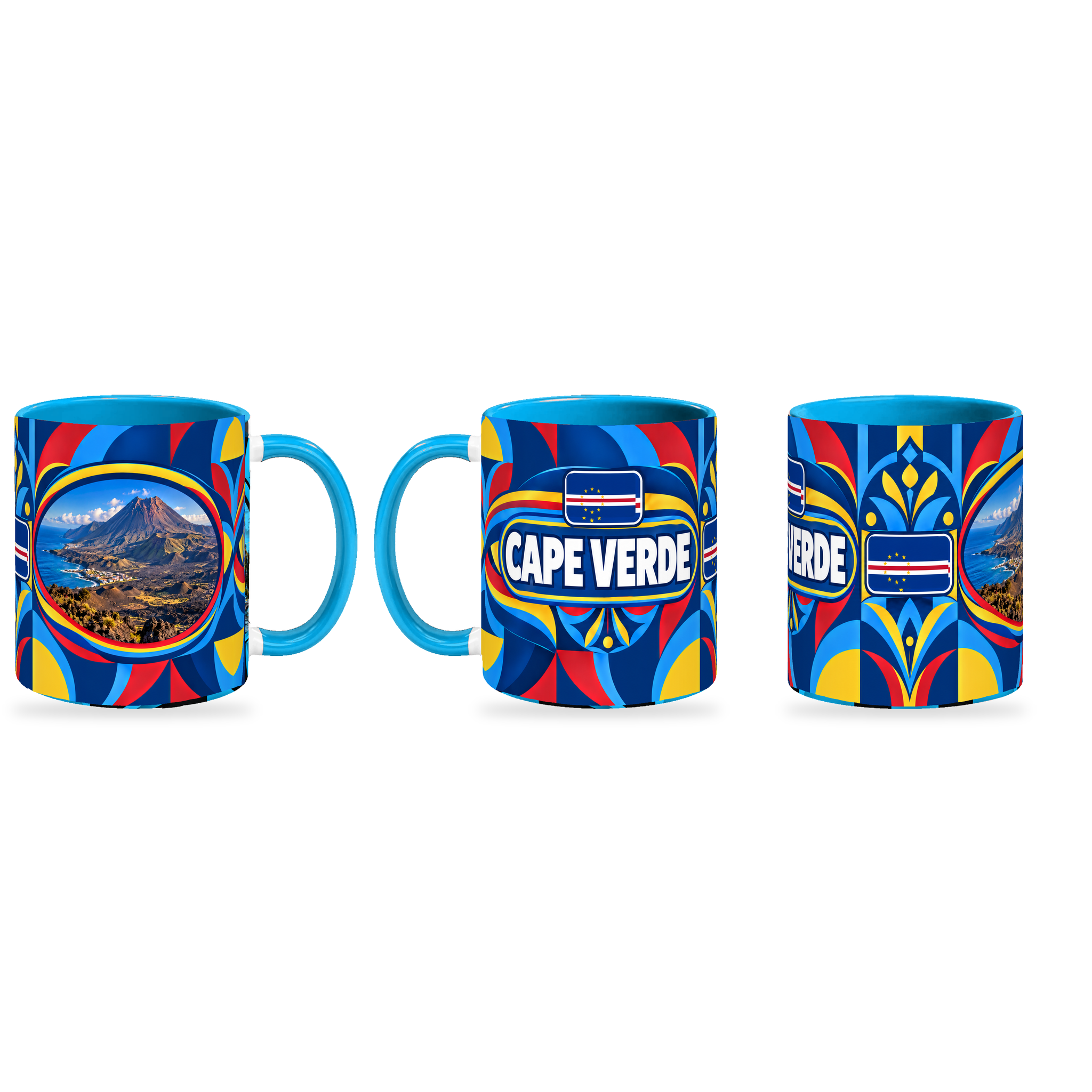 Cape Verde Mug – 320ml — three matching angles together on white with a soft shadow