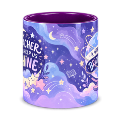 Celestial Classroom Teacher Mug, purple – centre view of the full-wrap pattern