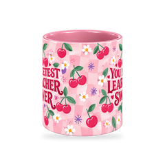 Cherry Sweet Teacher Mug – 320ml — center view on a transparent background