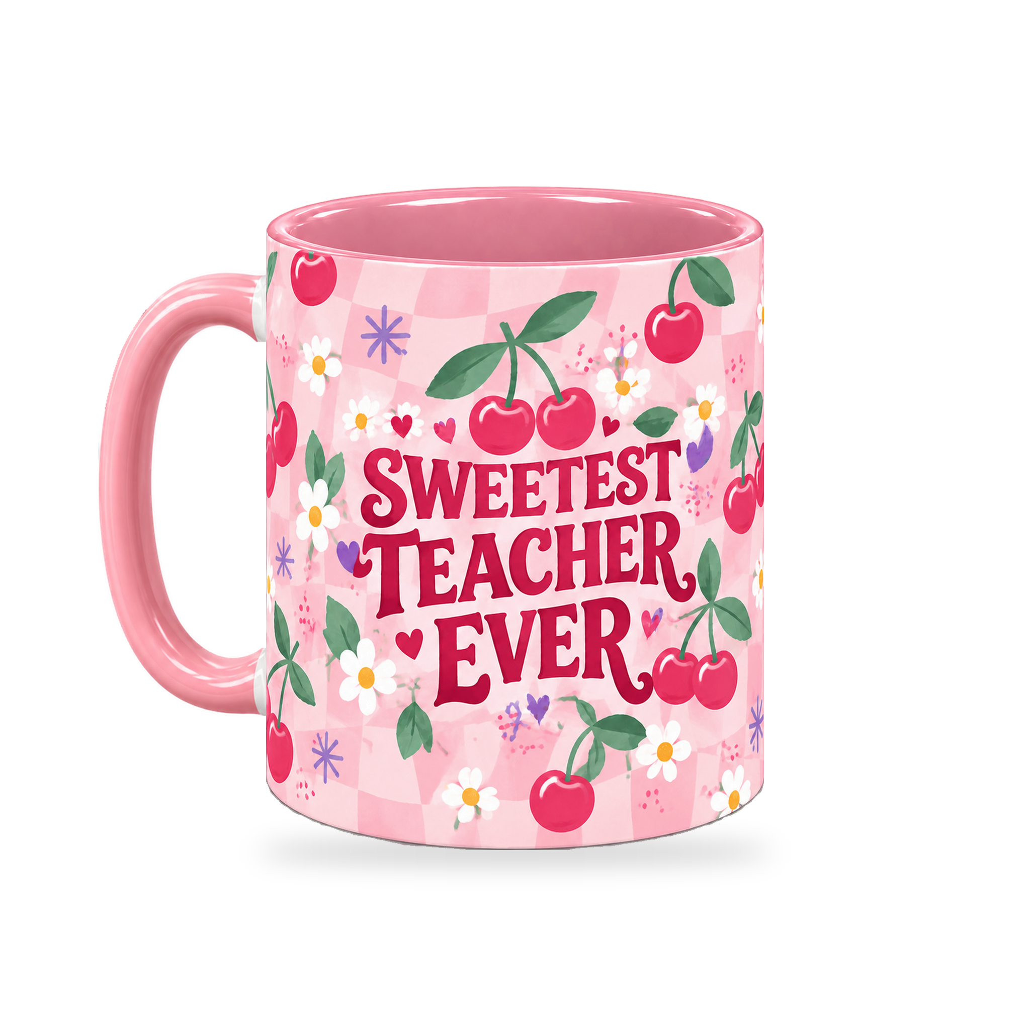 Cherry Sweet Teacher Mug – 320ml — left view on a transparent background