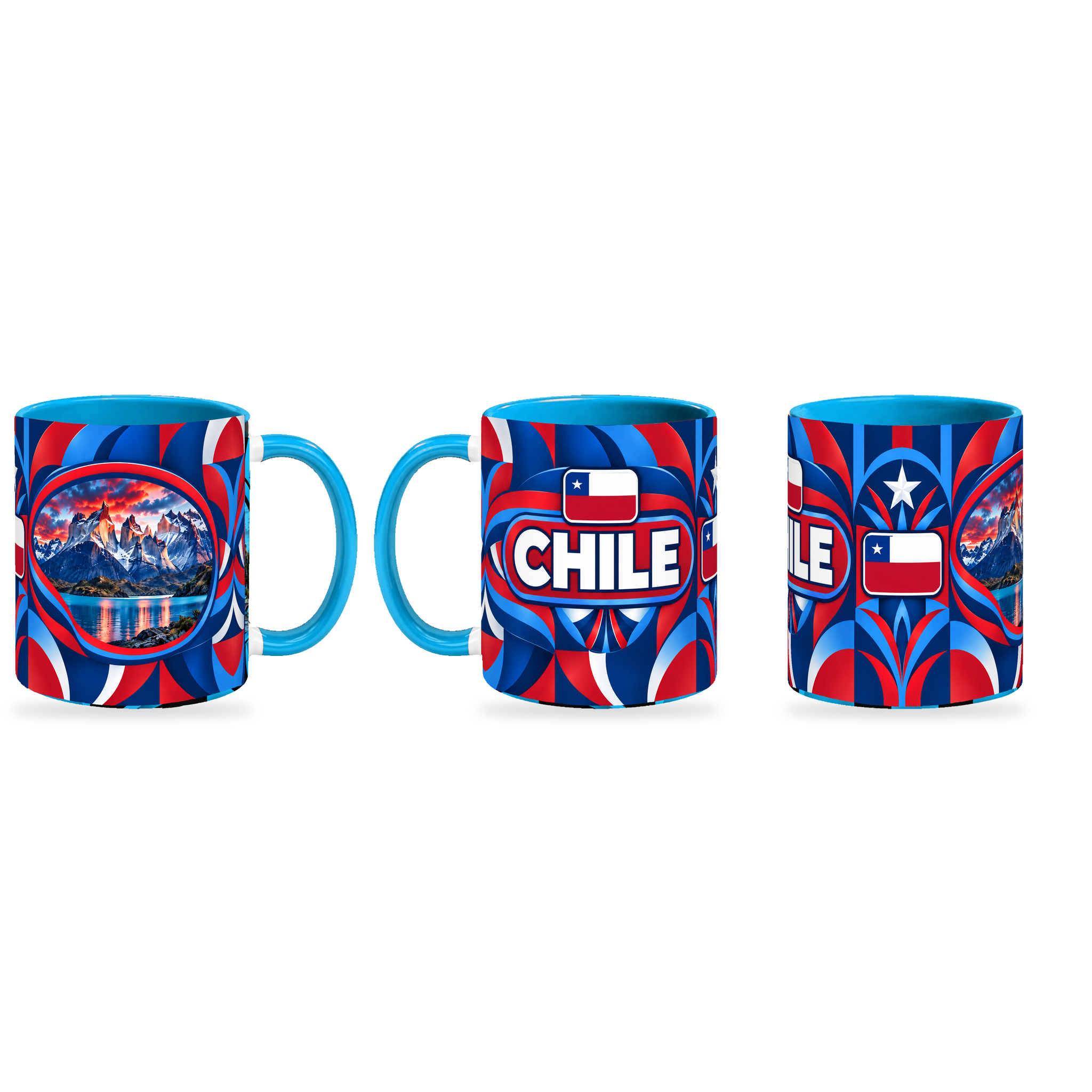 Chile Mug – 320ml — three matching angles together on white with a soft shadow