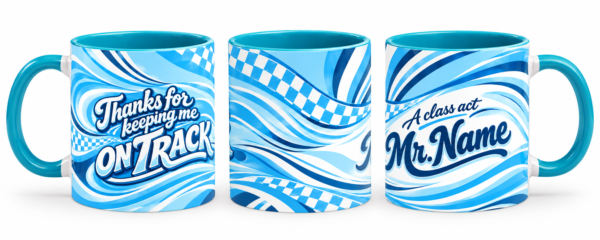 Class Act Mug – 320ml, teal ceramic mug, full-wrap overview