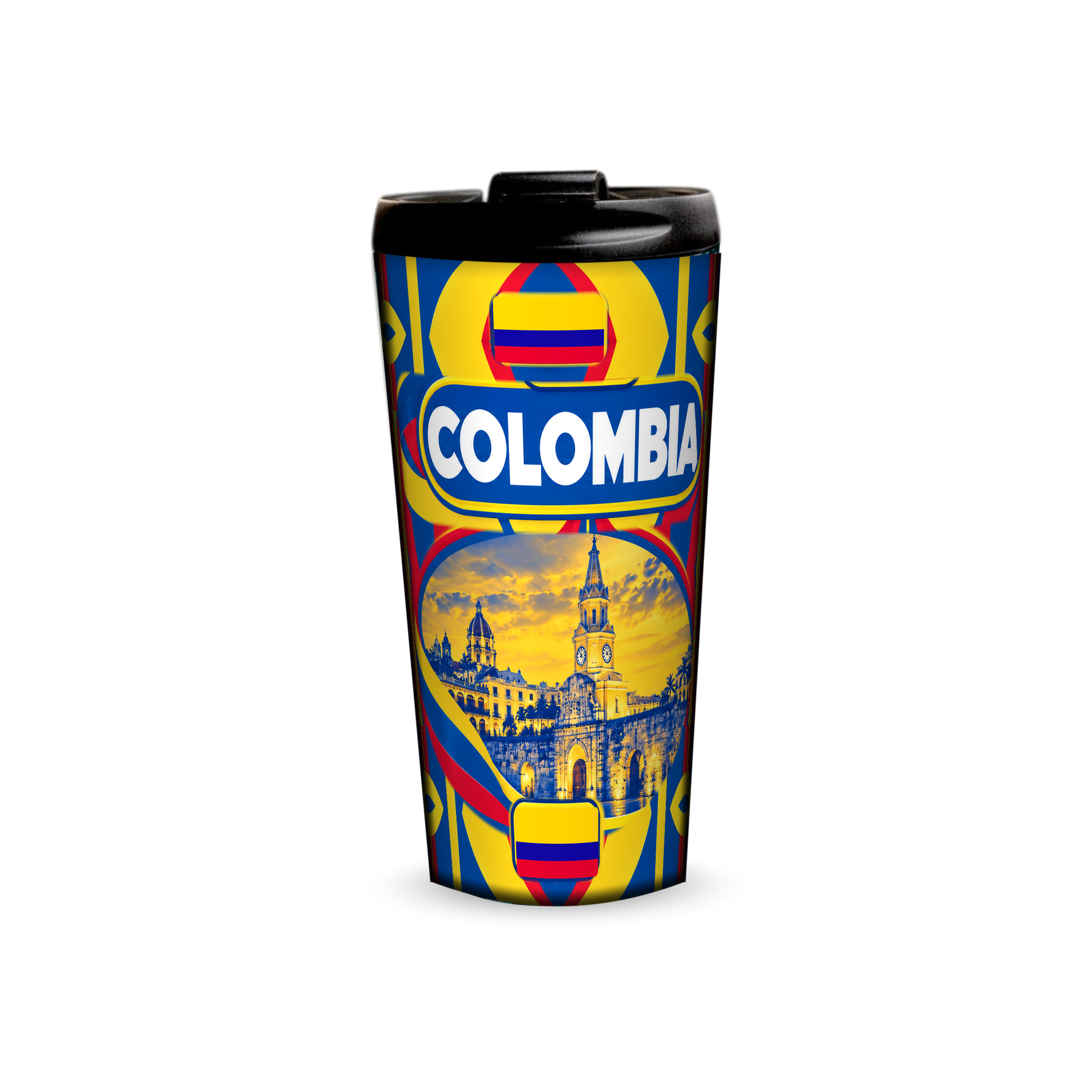 Colombia 480ml tumbler front view with country design