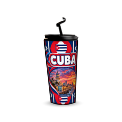 Cuba 480ml tumbler with reusable straw