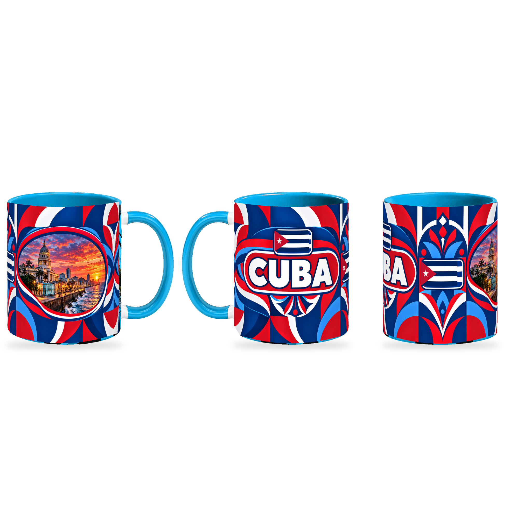 Cuba Mug – 320ml — three matching angles together on white with a soft shadow