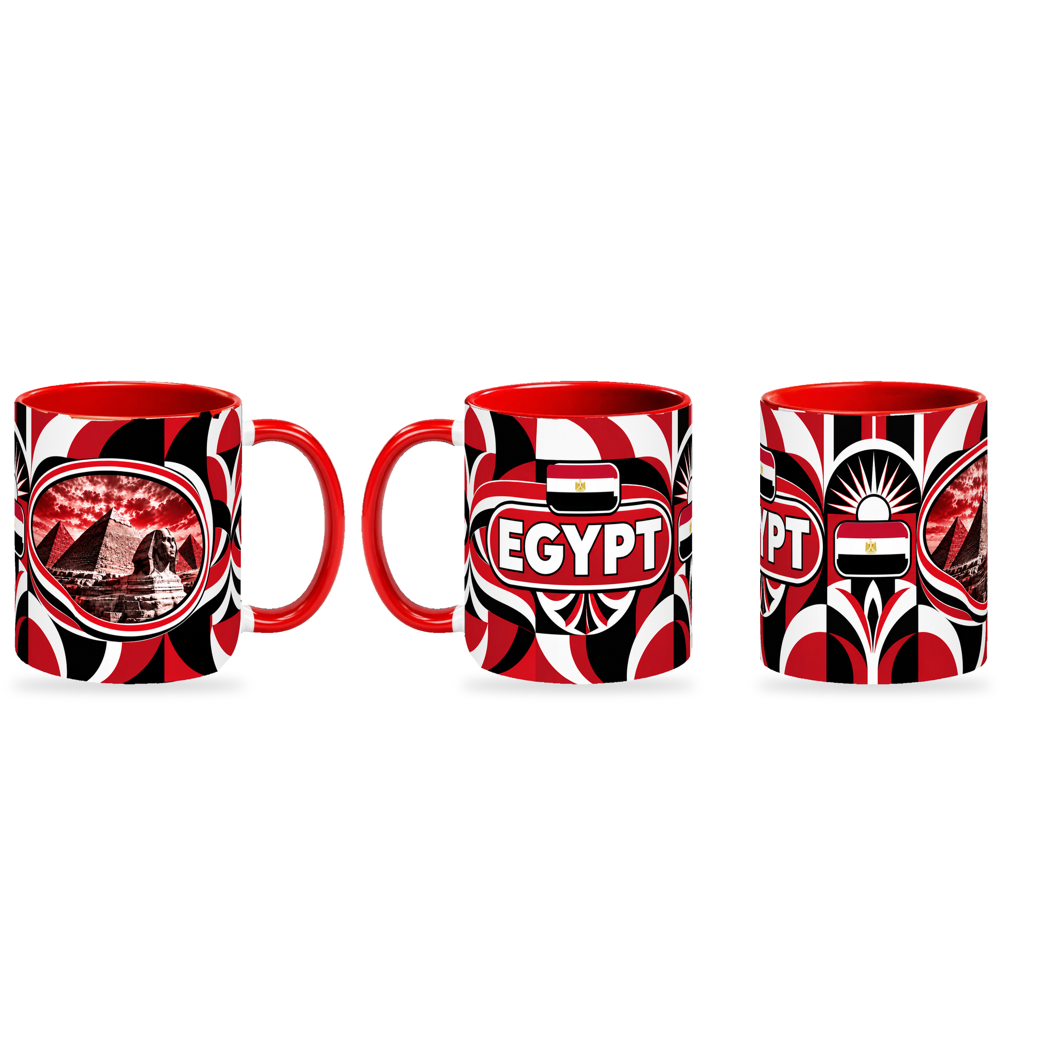Egypt Mug – 320ml — three matching angles together on a white background with a soft shadow
