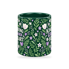 Emerald Folk Tulips Teacher Mug – 320ml — center view on a transparent background