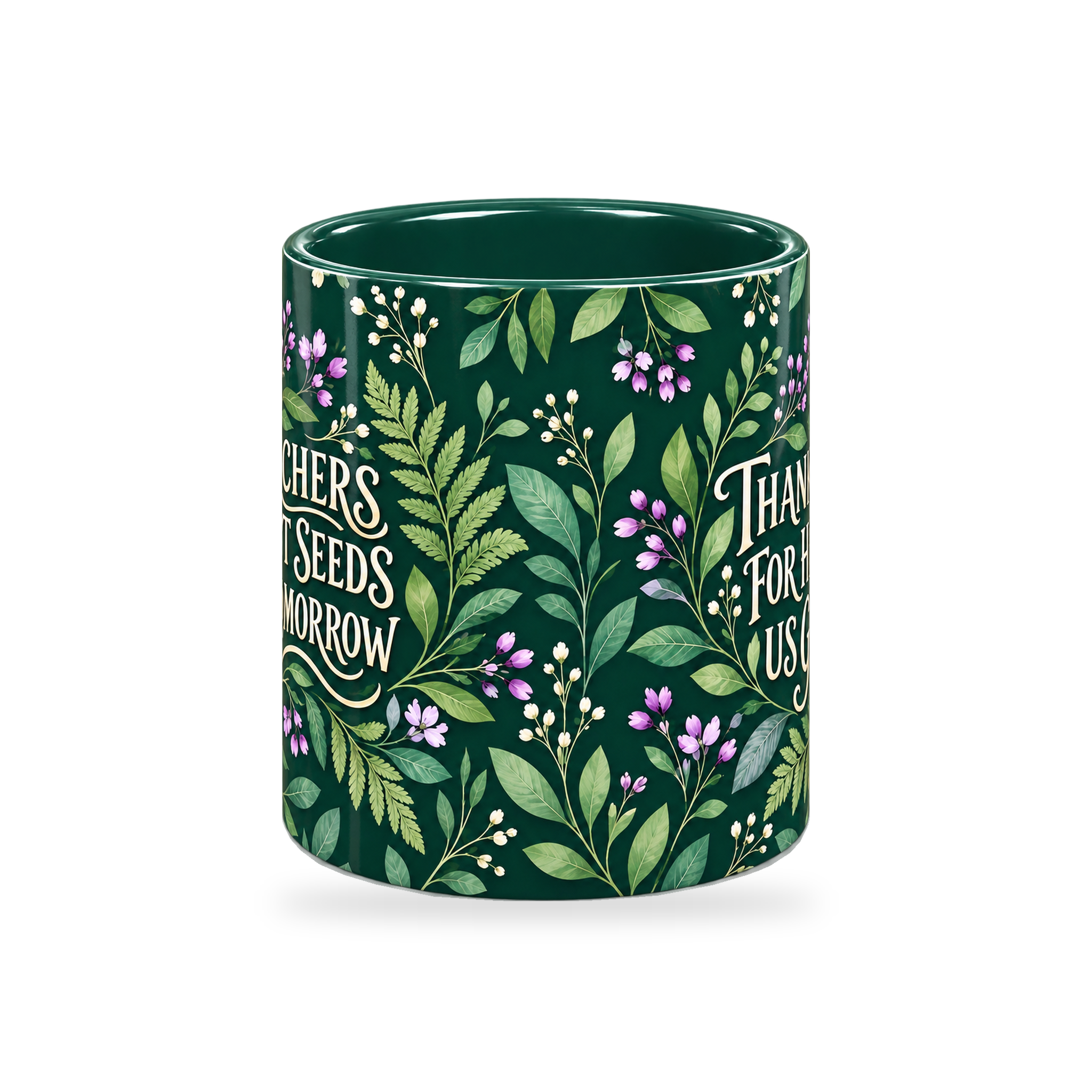 Emerald Growth Garden Teacher Mug – 320ml — center view on a transparent background