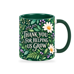 Emerald Growth Garden Teacher Mug – 320ml — right view on a transparent background
