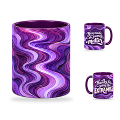 Extra Mile Mug – 320ml, Purple ceramic mug, centre-pattern of the Teacher’s Day artwork