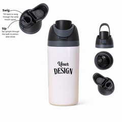 Black | 500ML | Custom FreeSip water bottle - detail