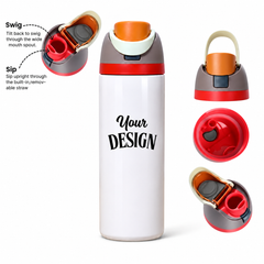 Grey-Red | 720ML | Custom FreeSip water bottle - detail