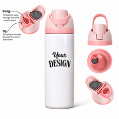 Pink-Pink | 720ML | Custom FreeSip water bottle - detail