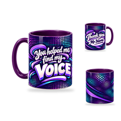 Find Your Voice Mug – 320ml, Purple ceramic mug, opposite-side of the Teacher’s Day artwork