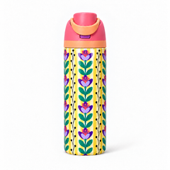 Golden Violet Free Sip Bottle 720ML with Pink-Orange lid - full wrap bottle