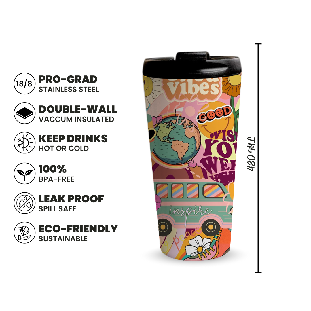 Good Vibes 480ml Tumbler by Fann Bliss — 480ml capacity and key features