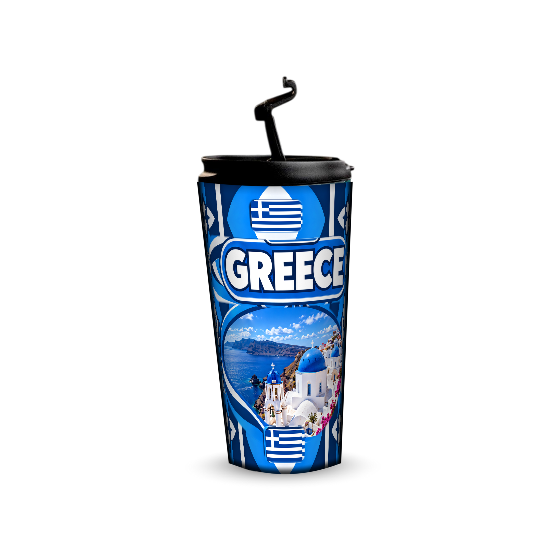 Greece 480ml tumbler with reusable straw