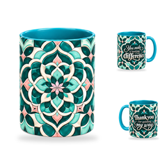 Guiding My Way Mug – 320ml, Teal ceramic mug, centre-pattern of the Teacher’s Day artwork