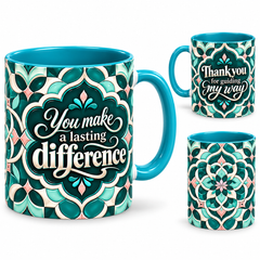 Guiding My Way Mug – 320ml, teal ceramic mug, views of the full-wrap Teacher’s Day design