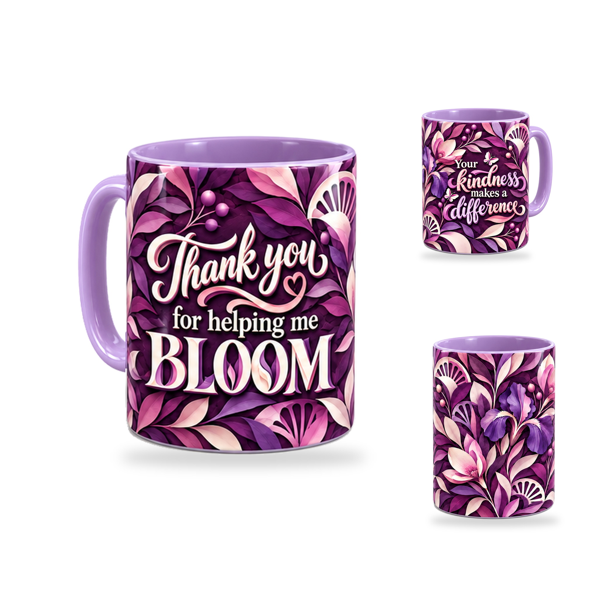 Helping Me Bloom Mug – 320ml, Light Purple ceramic mug, opposite-side of the Teacher’s Day artwork