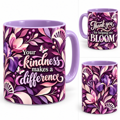 Helping Me Bloom Mug – 320ml, light purple ceramic mug, views of the full-wrap Teacher’s Day design